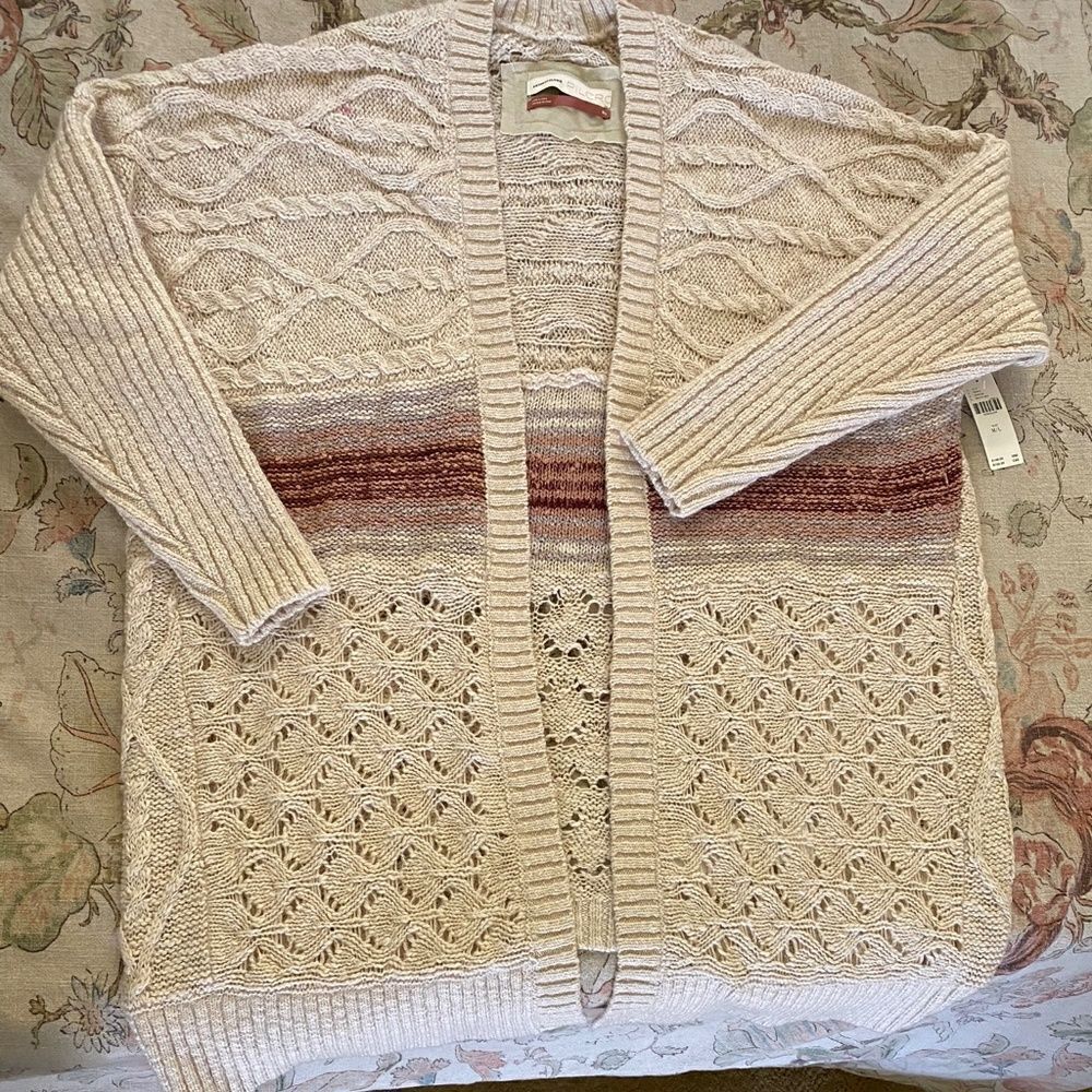 Anthropologie Pilcro Cardigan with Pink Red Stripes